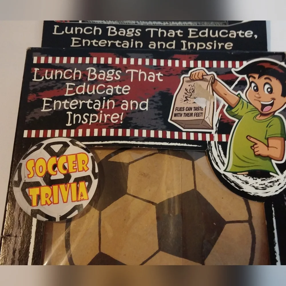Lunchology Soccer Trivia Paper Lunch Bags Interesting Graphics Collectible